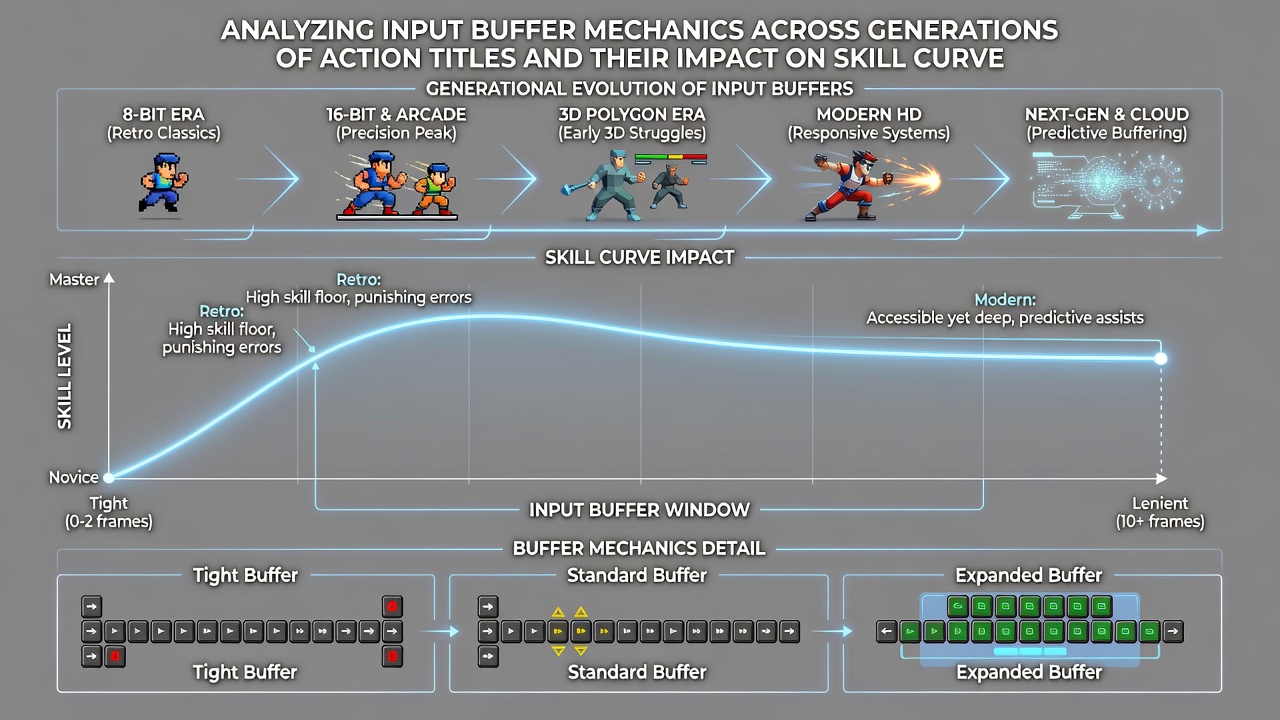 Side-by-side comparison of buffer windows in classic versus modern action game engines