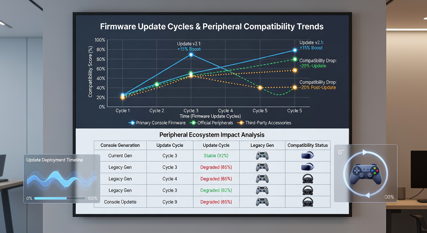 Chart illustrating peripheral failure rates following firmware updates across different console ecosystems