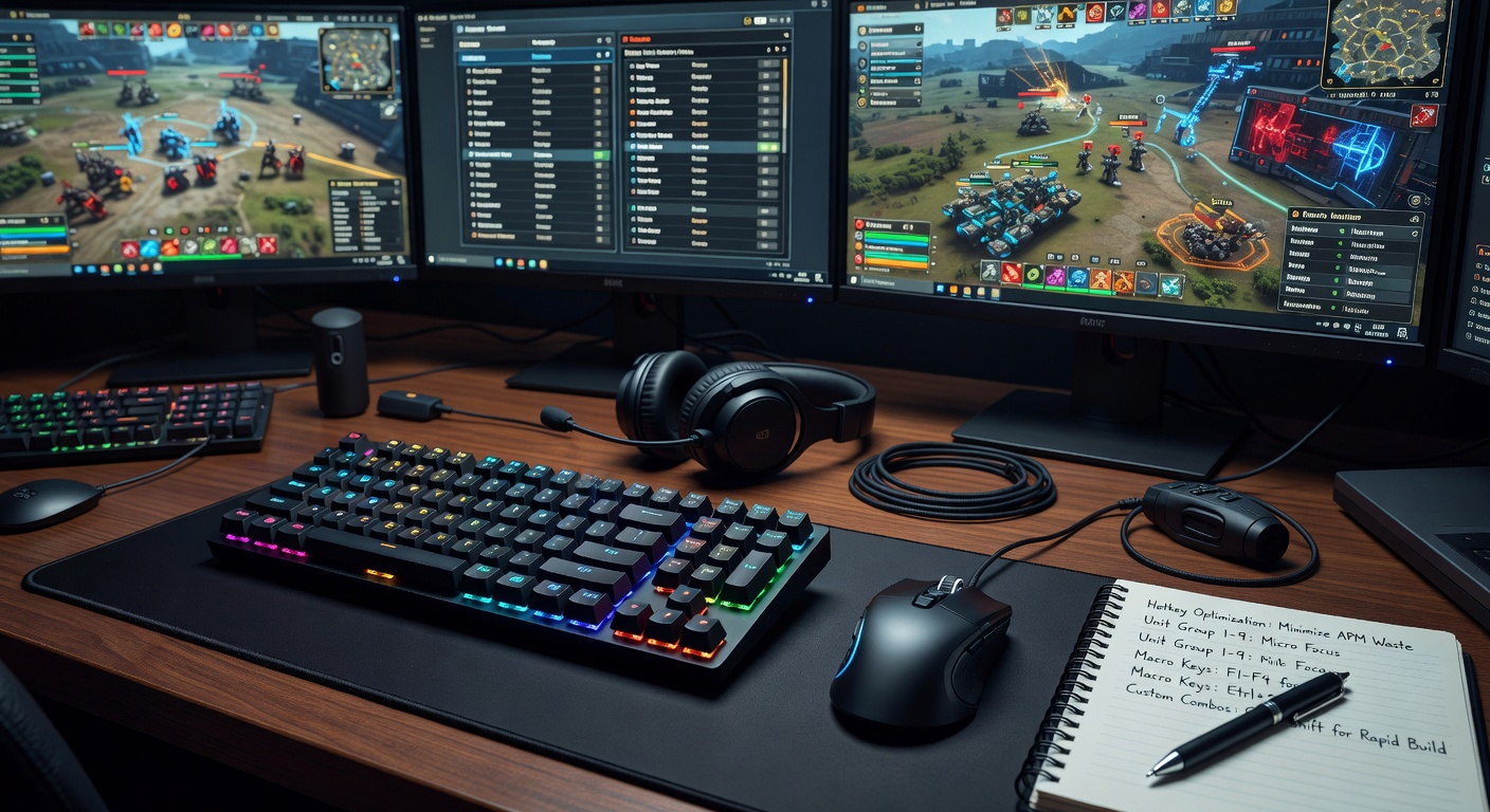Close-up of a custom keybinding overlay displayed on an RTS game interface