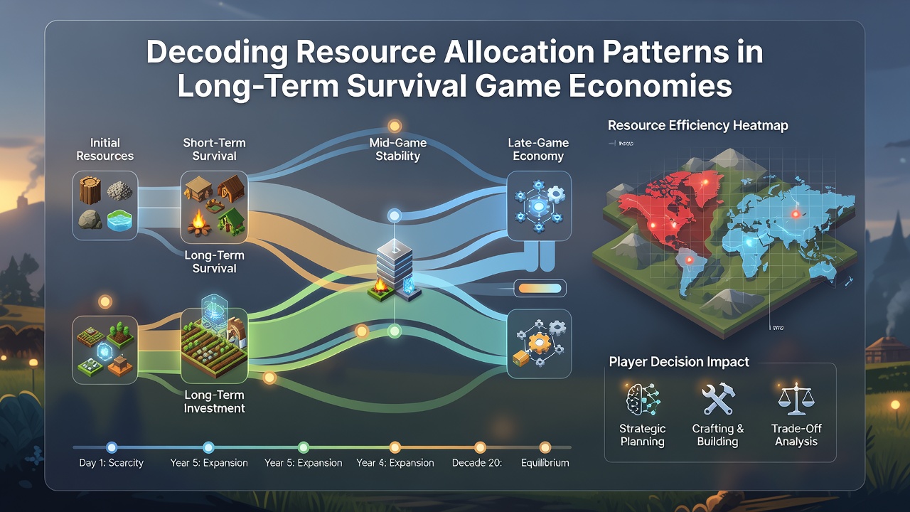 Heatmap visualization of resource hotspots and player migration routes in a multi-month survival server