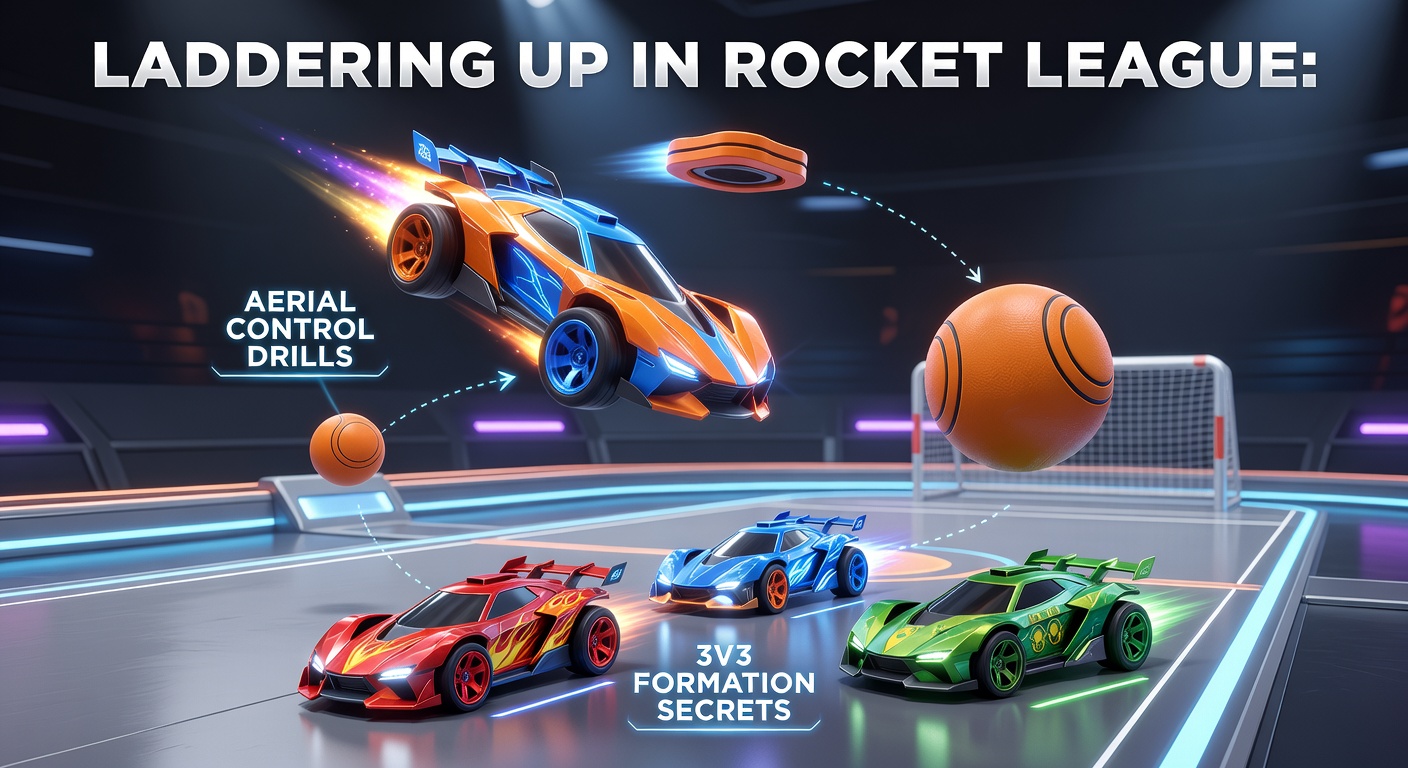 Rocket League player executing a precise aerial boost towards the ball in a competitive match